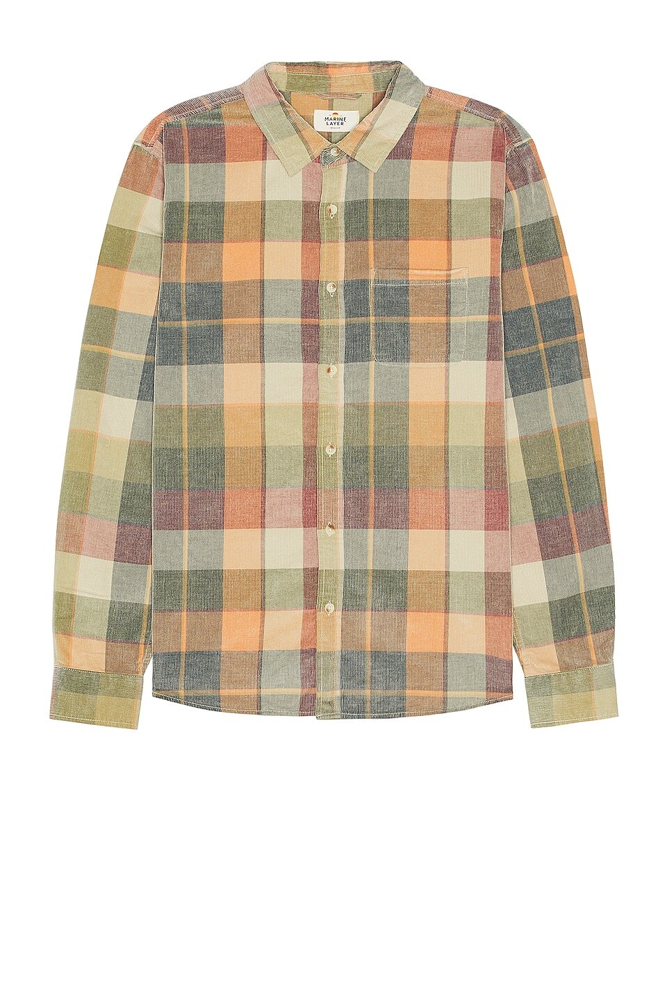 

Рубашка Marine Layer Long Sleeve Lightweight Cord, цвет Brown Plaid
