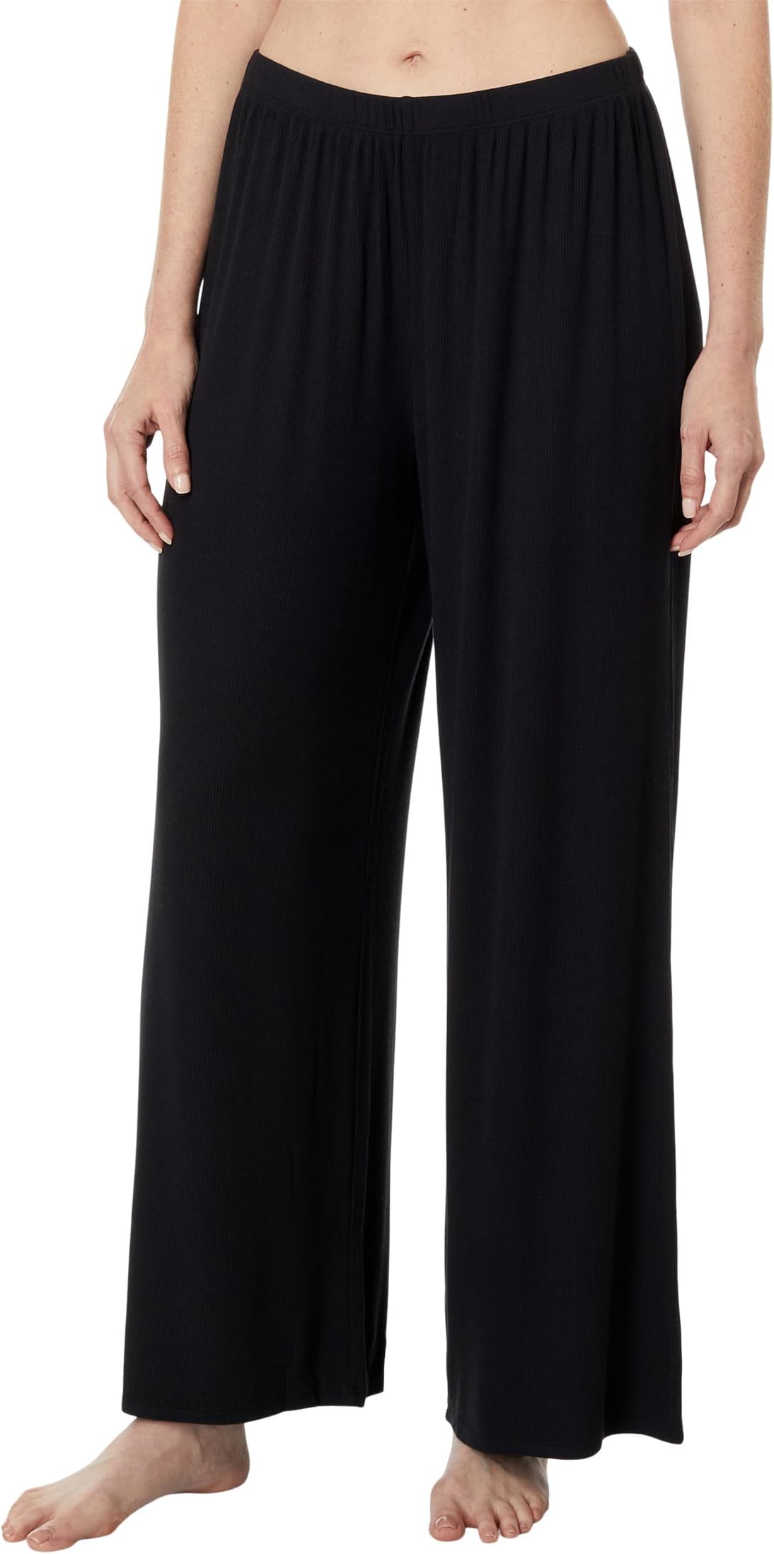 Malibu Collection Ультрамягкие широкие брюки в рубчик Barefoot Dreams, черный