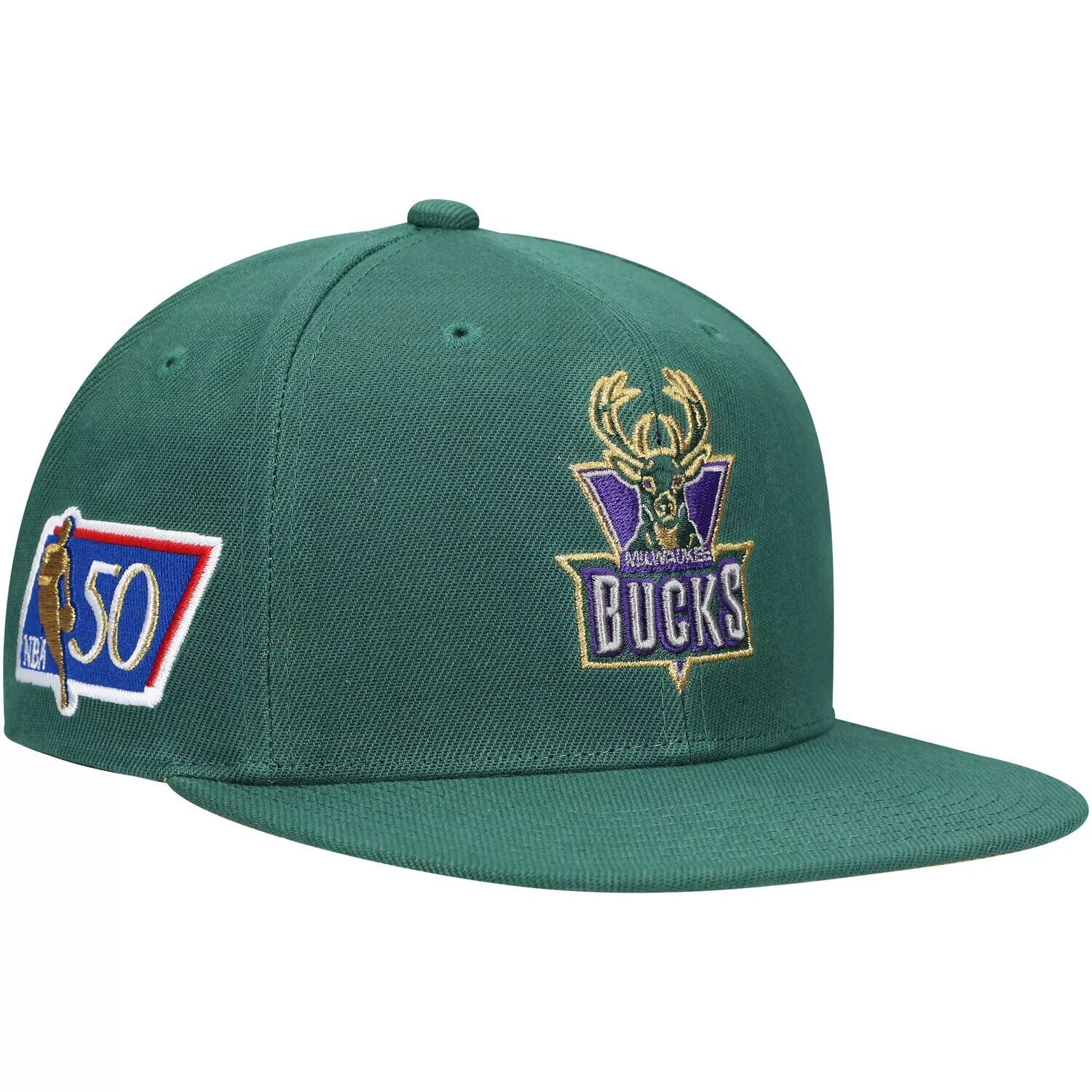 

Мужская кепка Snapback к 50-летию Милуоки Бакс Mitchell & Ness Green