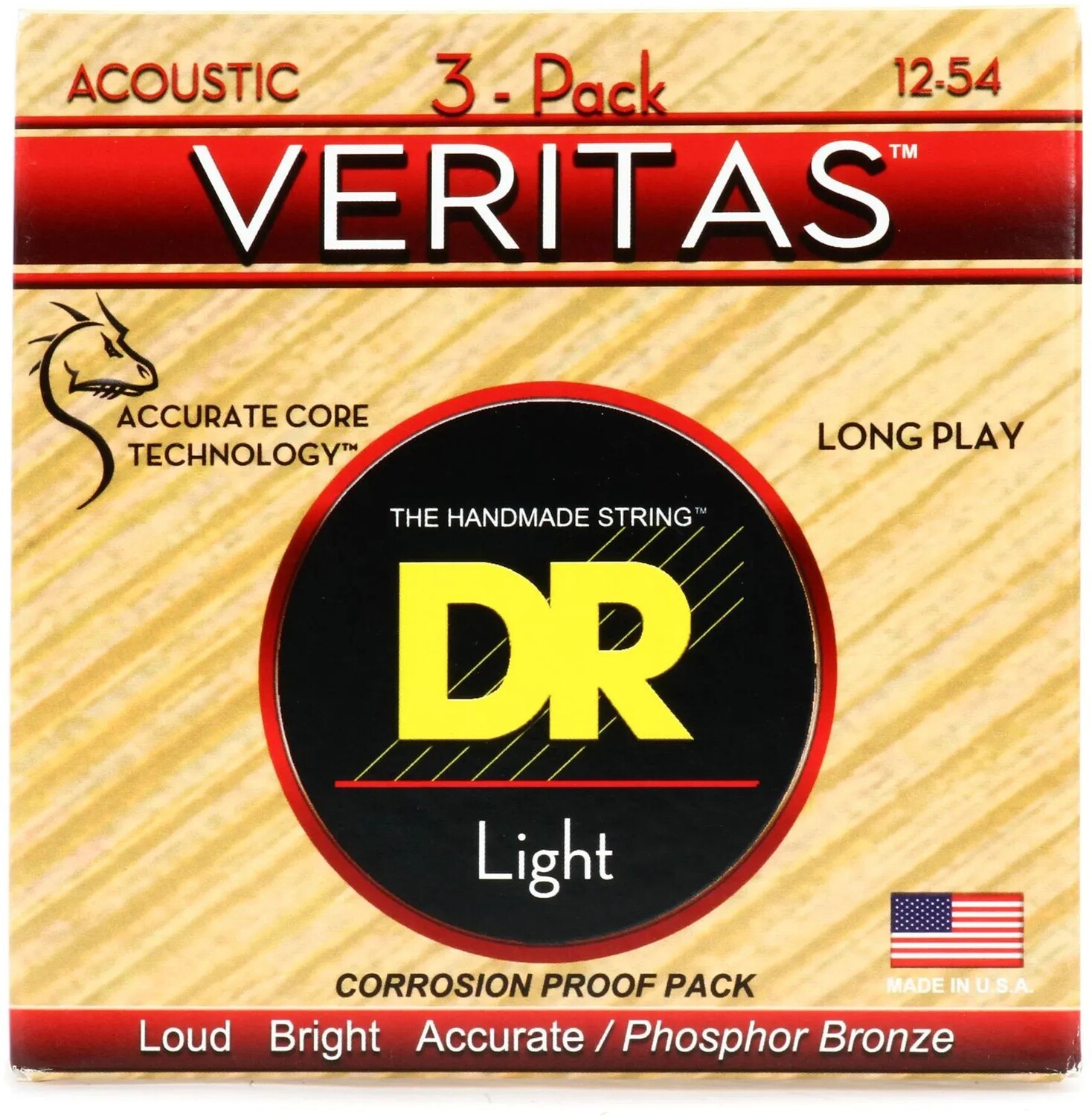 

Струны для акустической гитары DR Strings VTA-12 Veritas Phosphor Bronze — .012-.054 Light Factory, 3 шт.