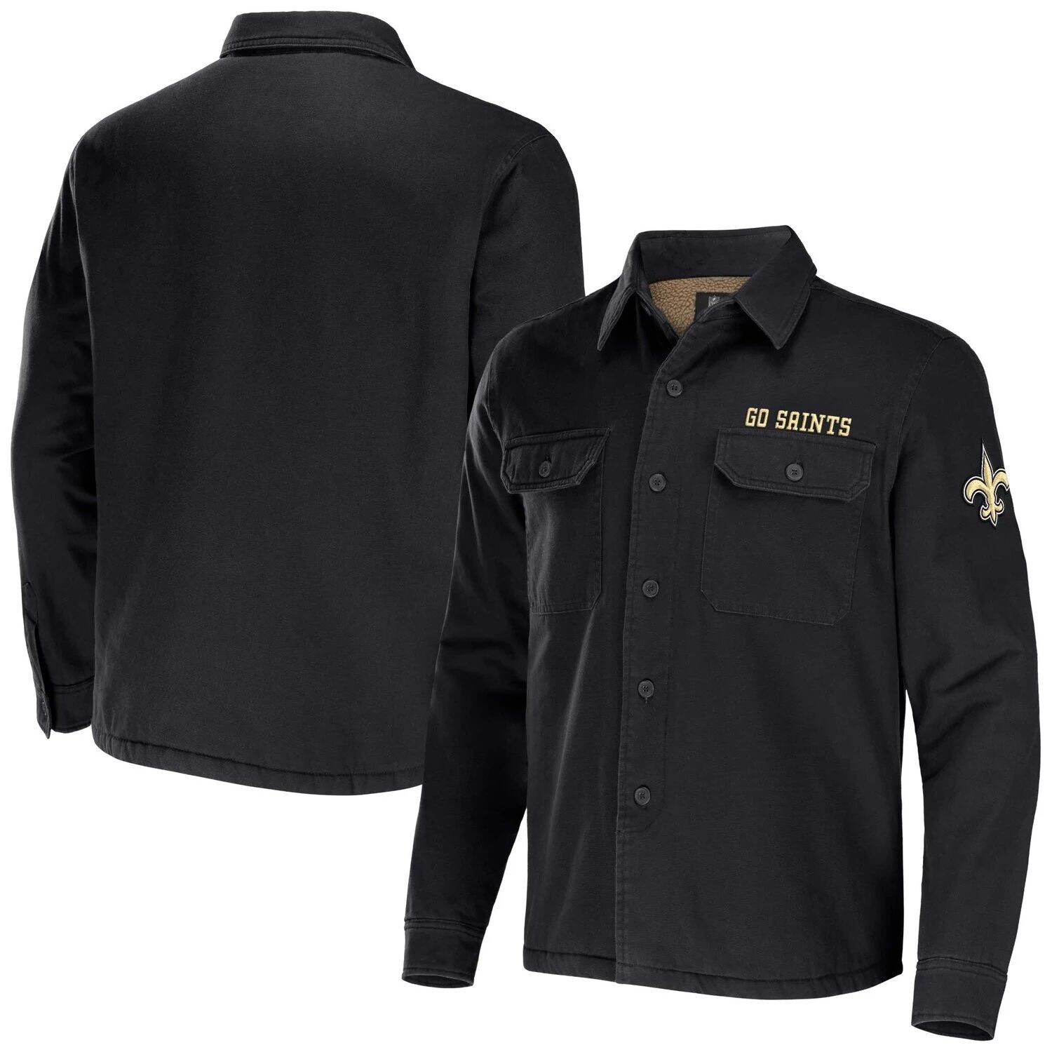 

Мужская коллекция NFL x Darius Rucker от Fanatics, черная парусиновая куртка-рубашка на пуговицах New Orleans Saints, Черный