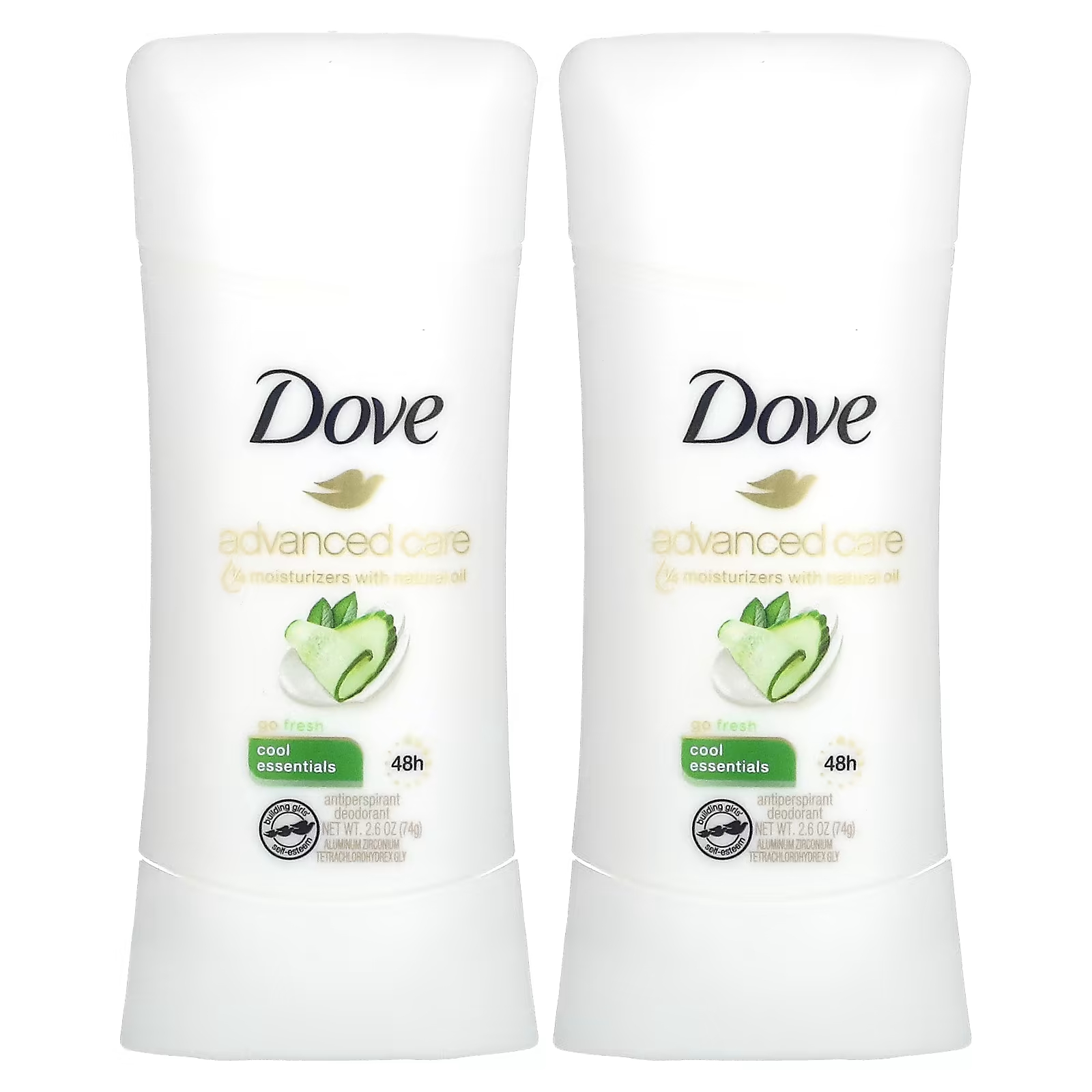цена Дезодорант-антиперспирант Dove Advanced Care Go Fresh, 2 упаковки по 74 г