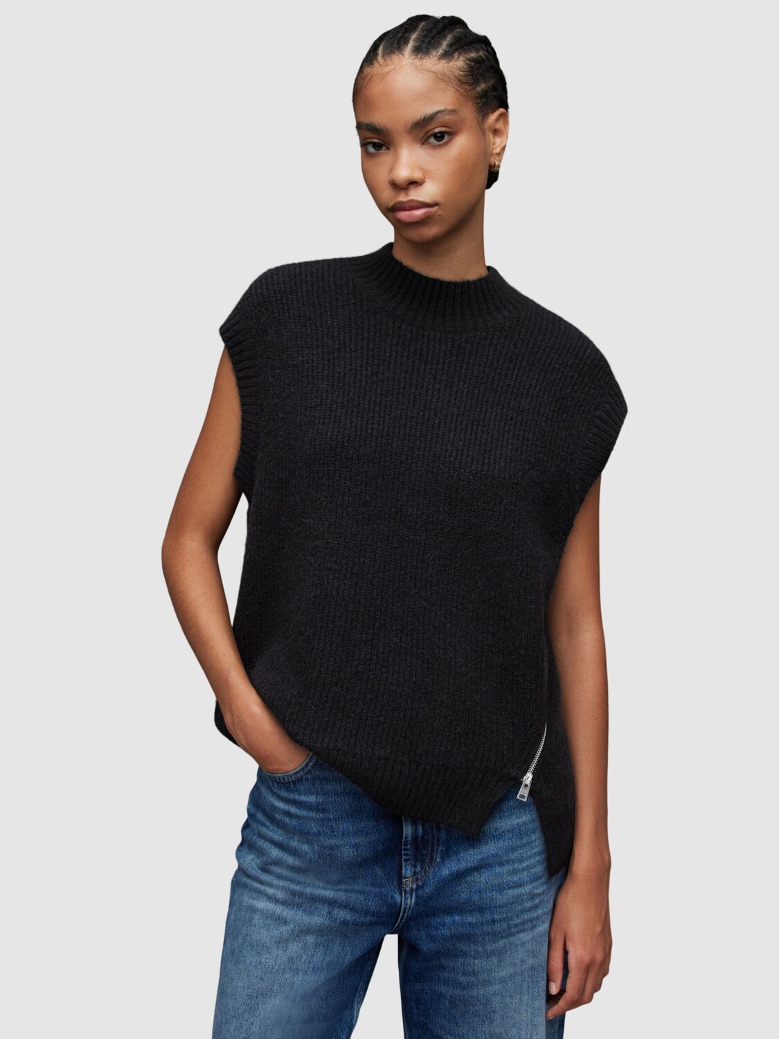 

Трикотажная майка AllSaints Castel из смесовой шерсти, черный