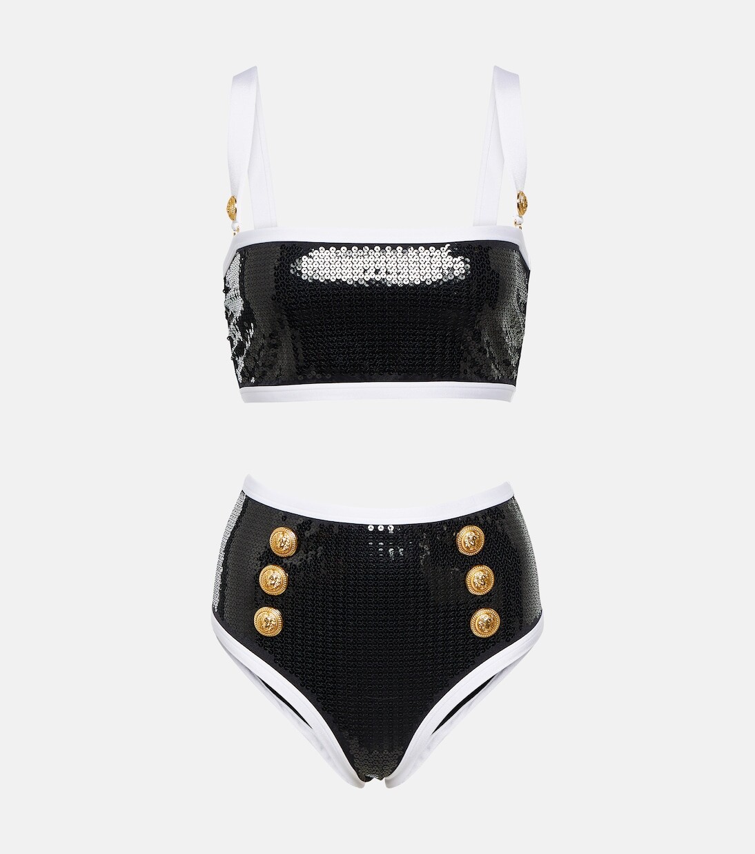 

Бикини с завышенной талией и пайетками Balmain, черный