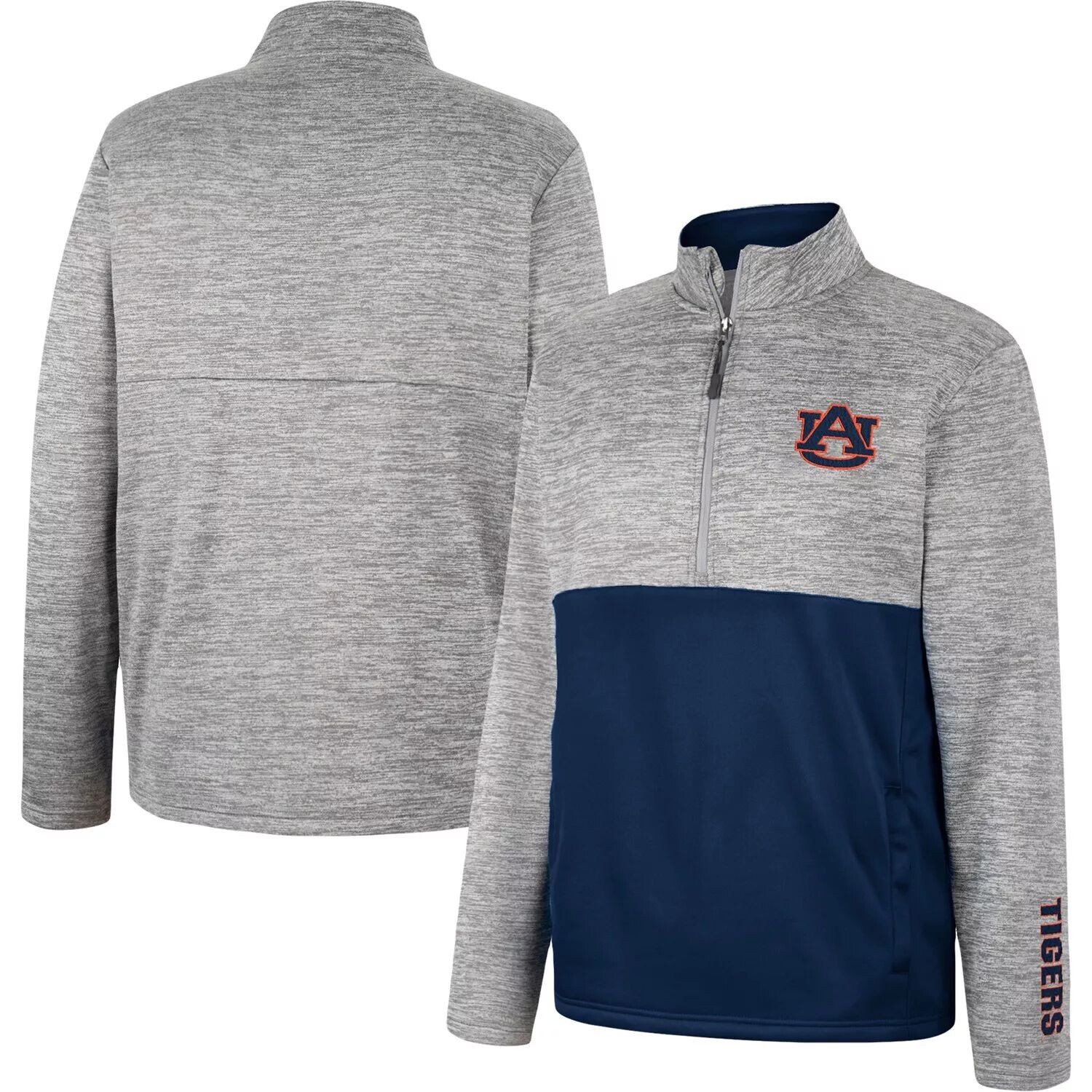 

Мужская куртка-пуловер с молнией до половины длины Heather Grey Auburn Tigers John Colosseum