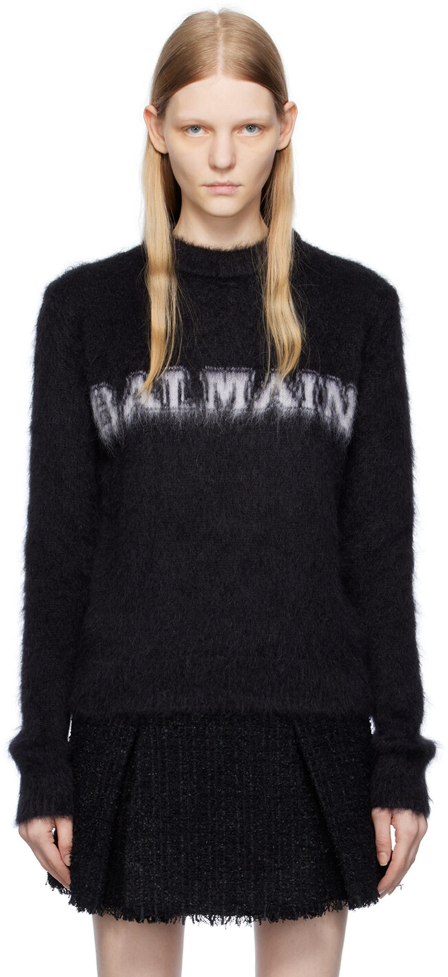 

Черный жаккардовый свитер Balmain