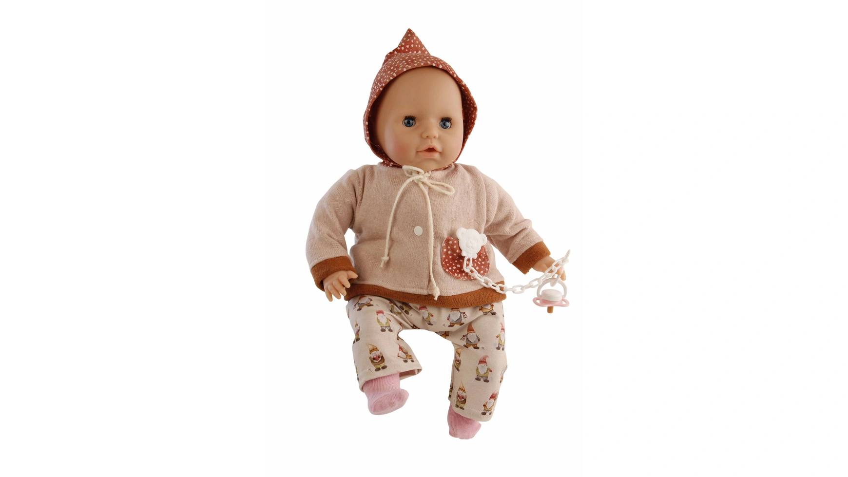 Куклы Schildkroet-Puppen Amy 45 см с соской, роспись волос, голубые спящие глаза, одежда розовый гномик липтрот эми момент