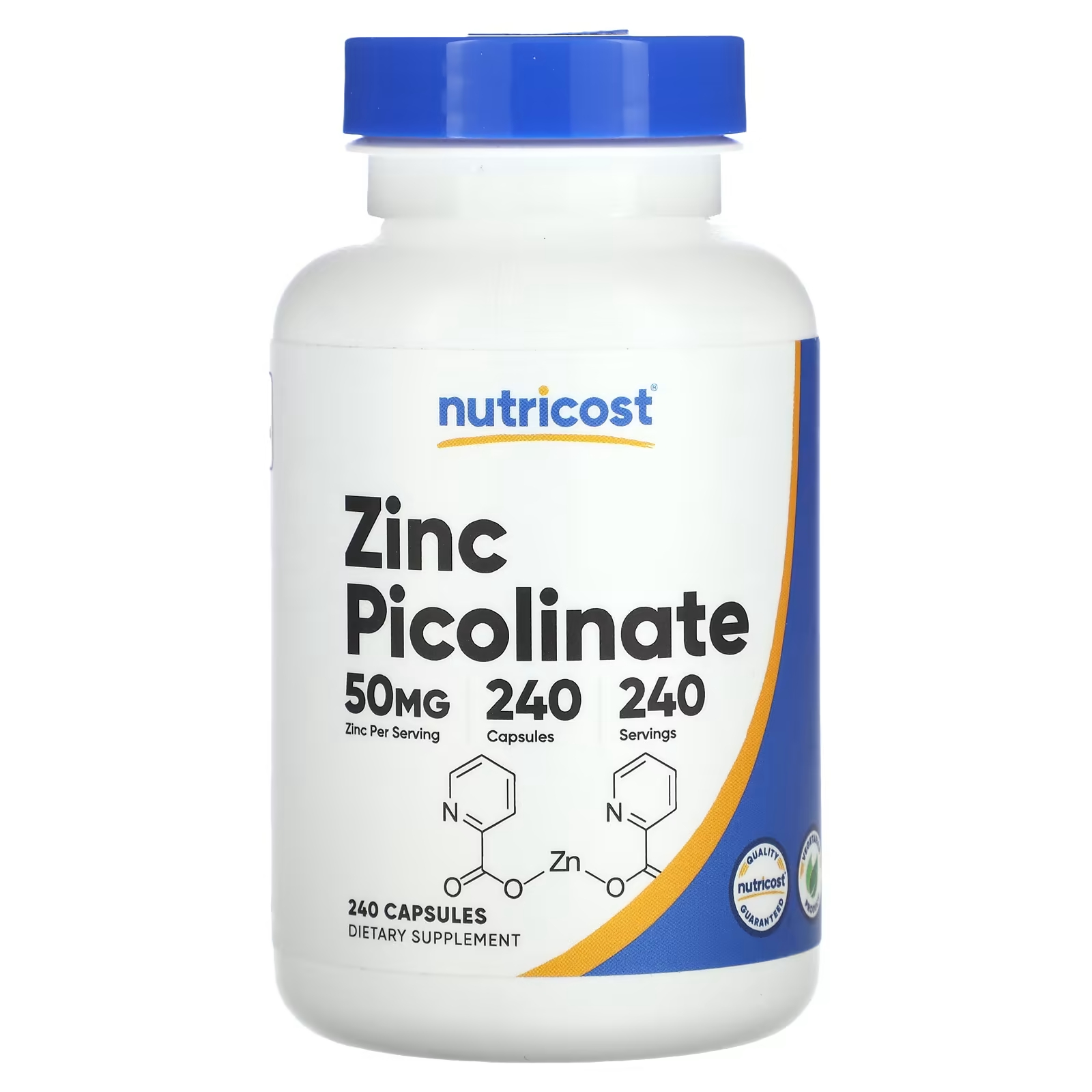 Пиколинат цинка Nutricost 50 мг, 240 капсул bluebonnet nutrition пиколинат цинка 50 мг 50 растительных капсул