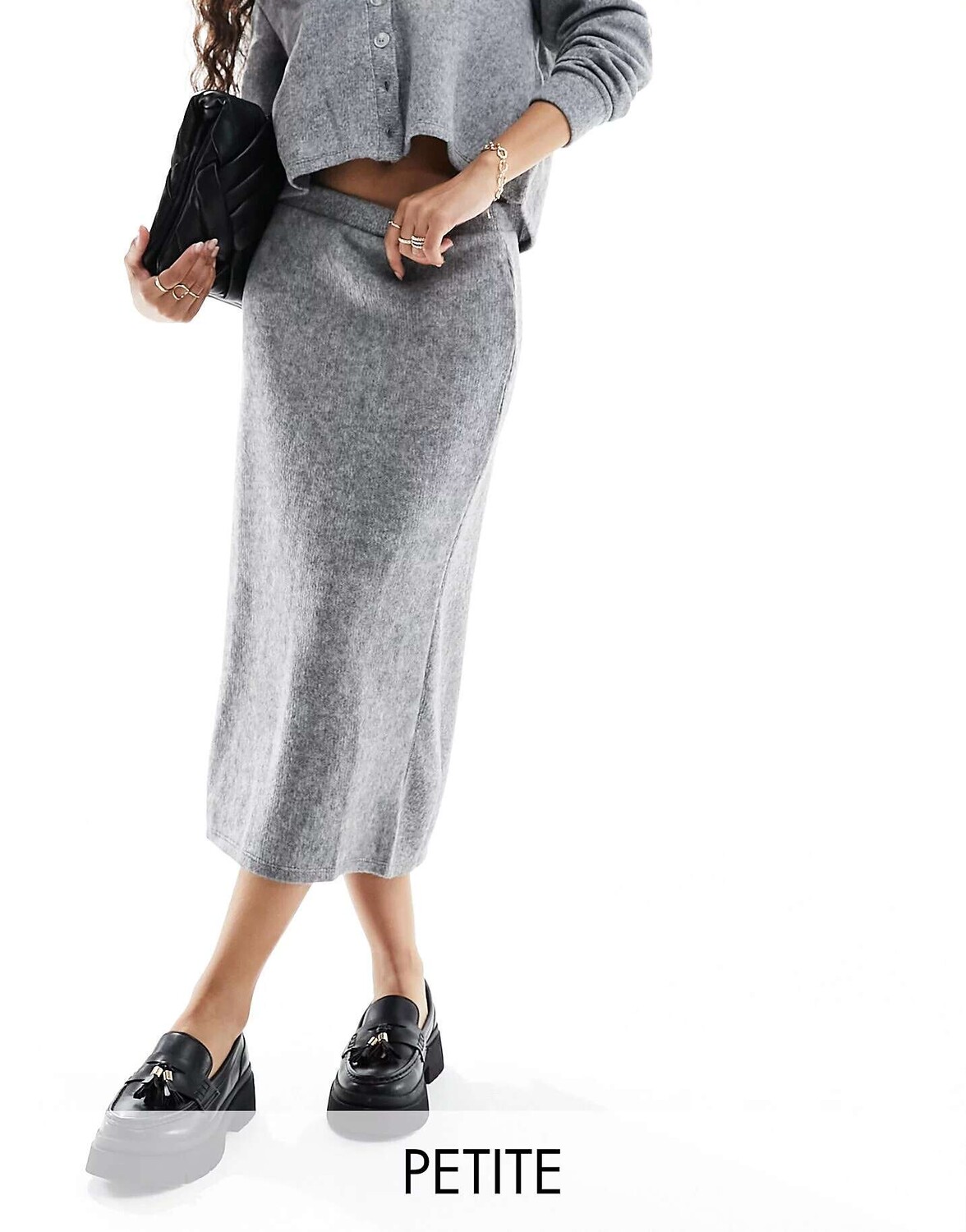 

Серая меланжевая трикотажная юбка миди Vero Moda