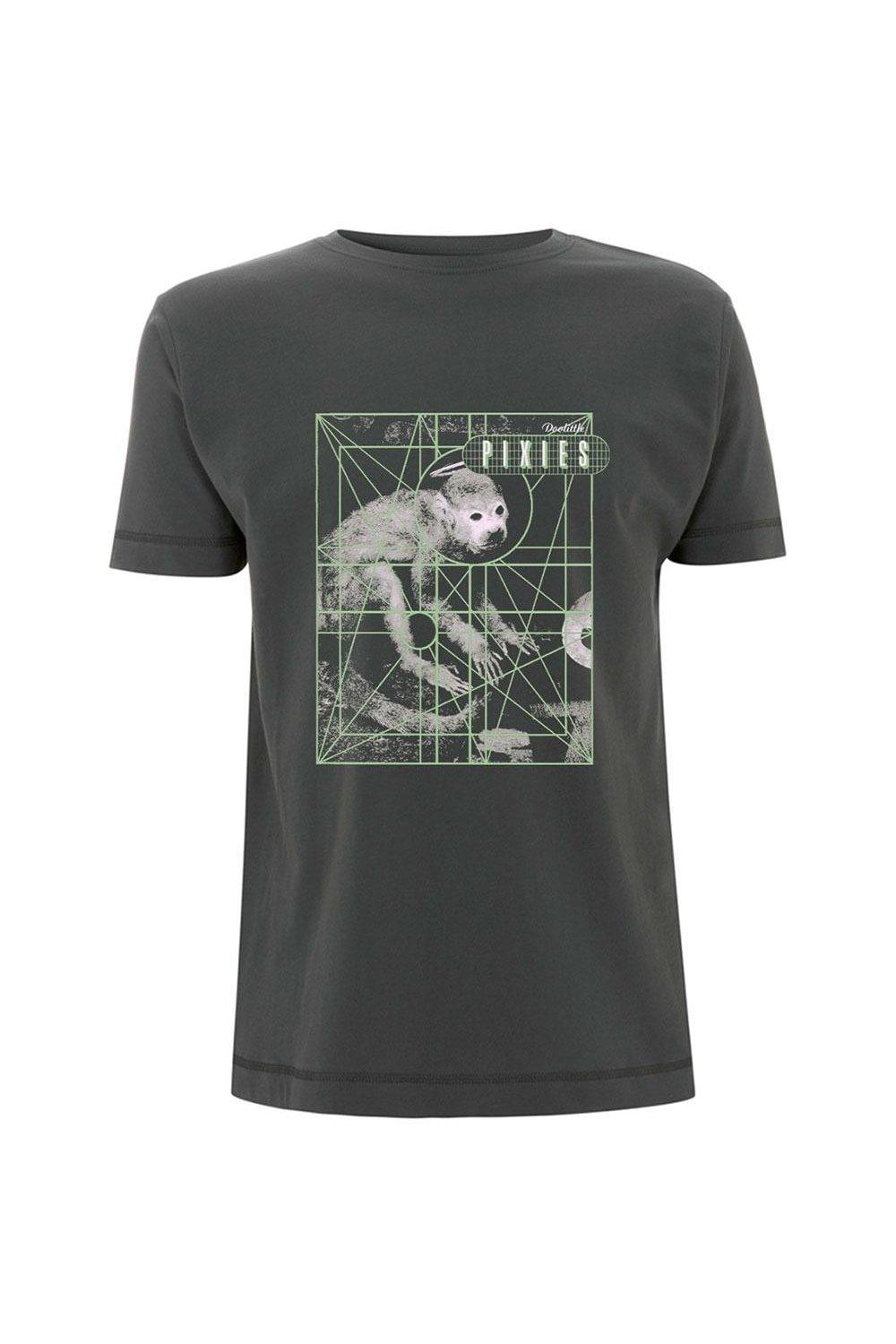 Хлопковая футболка в сетку Monkey Grid Pixies, серый
