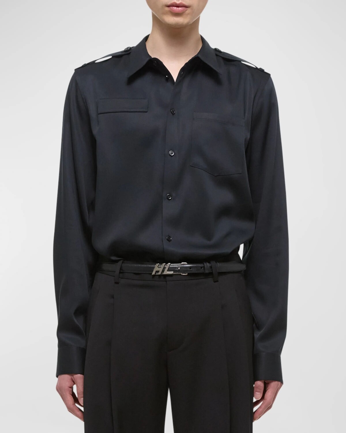 

Мужская спортивная рубашка с эполетами Helmut Lang, цвет Black