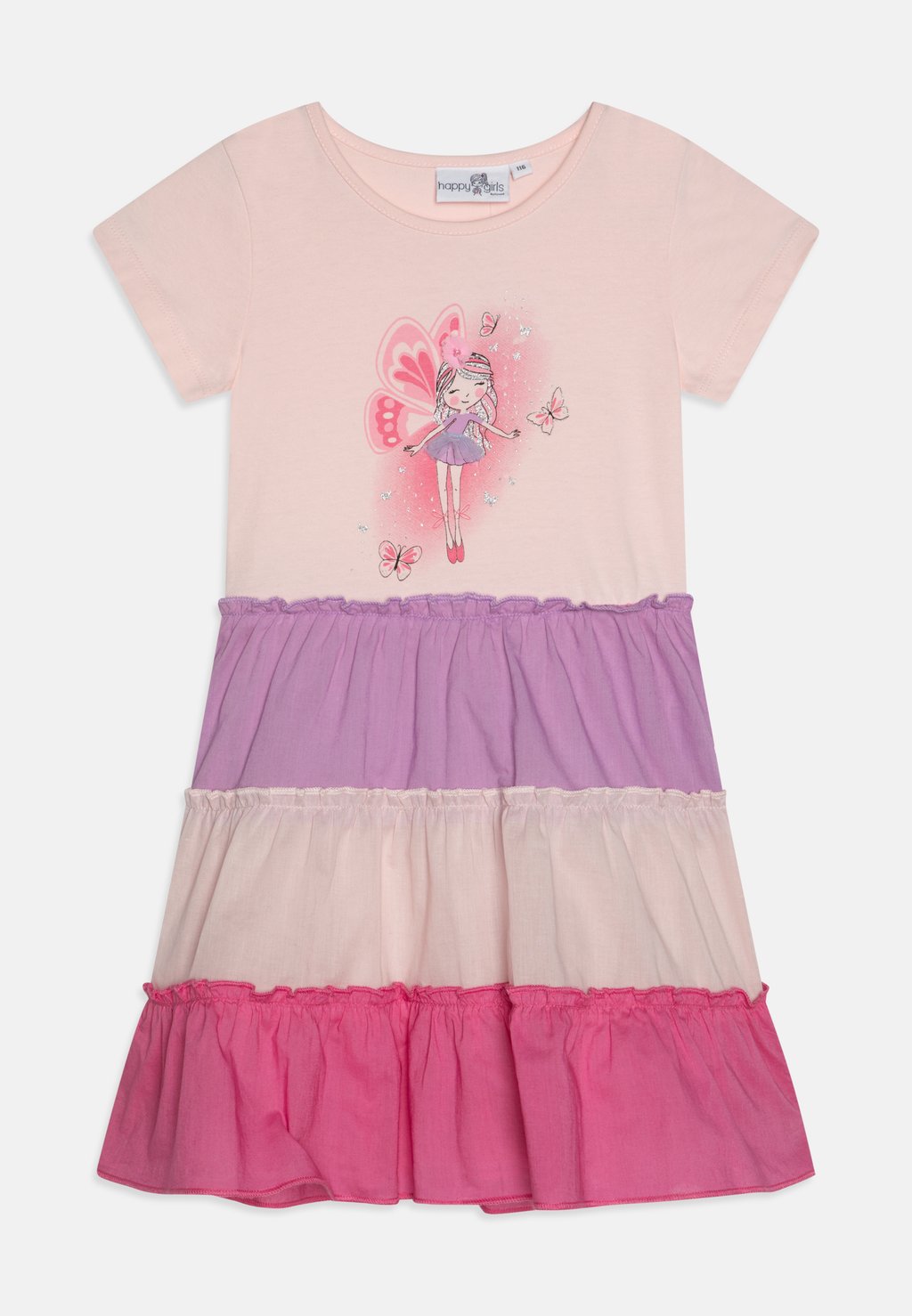 Платье из джерси FAIRY DRESS WITH MULTICOLOURED TIERED SKIRT happy girls, цвет rose