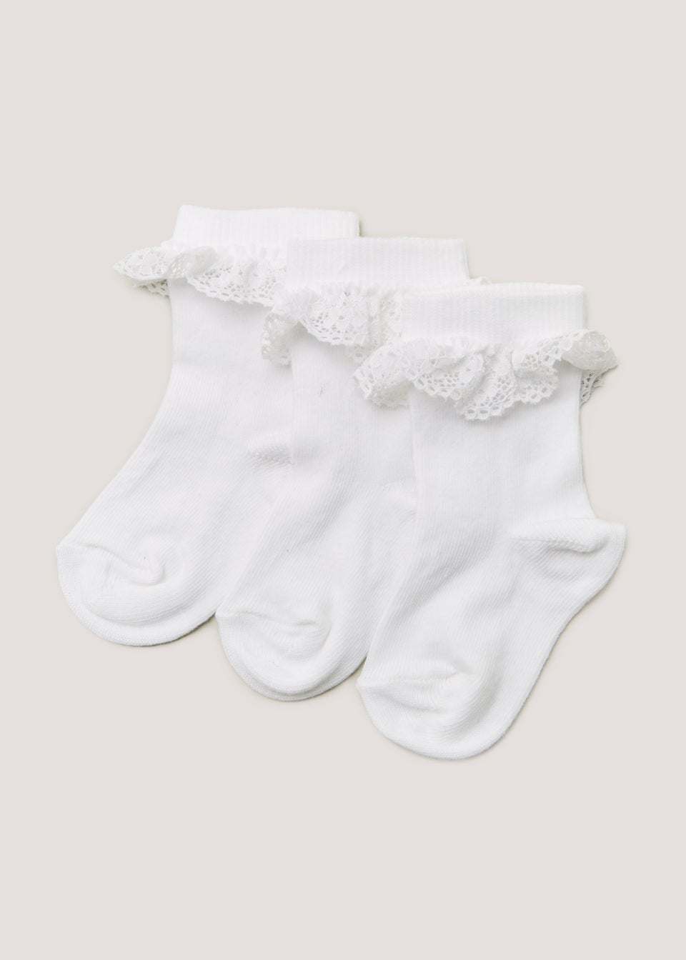 цена Набор из 3 белых детских носков с оборками (для новорожденных до 12 мес.), белый