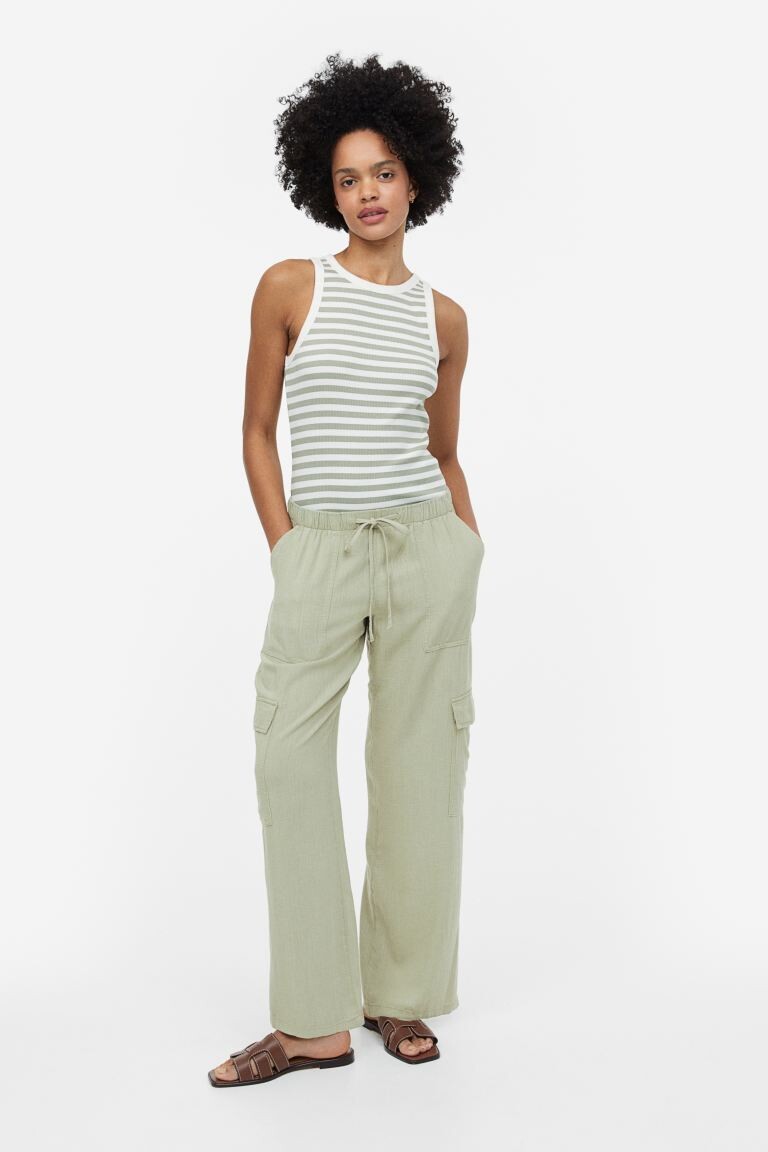 

Брюки-карго из льняной ткани H&M