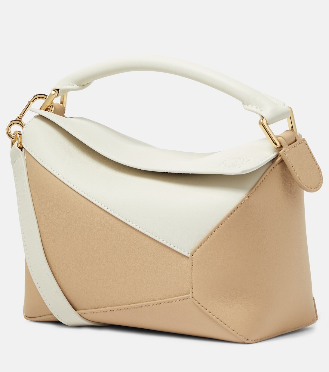 

Маленькая кожаная сумка на плечо puzzle edge Loewe, бежевый
