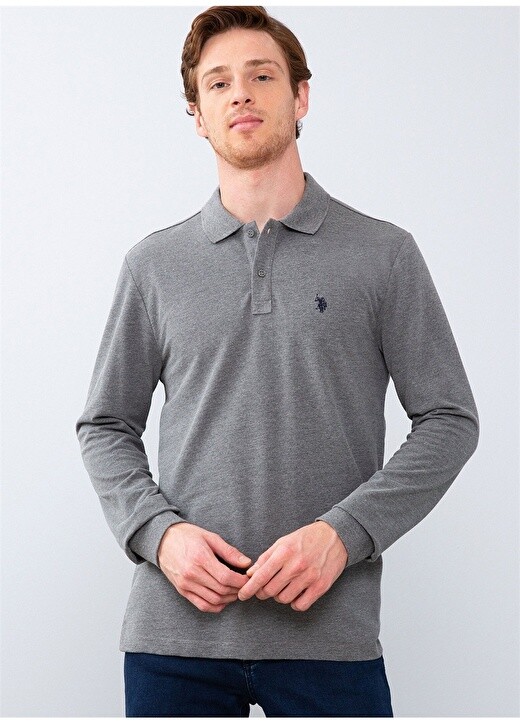 

Серая мужская толстовка с воротником поло U.S. Polo Assn., Серый