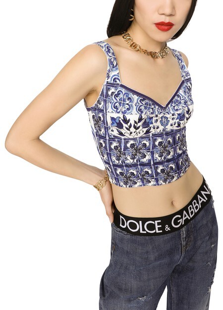 

Корсет из шармеза с принтом майолика Dolce & Gabbana