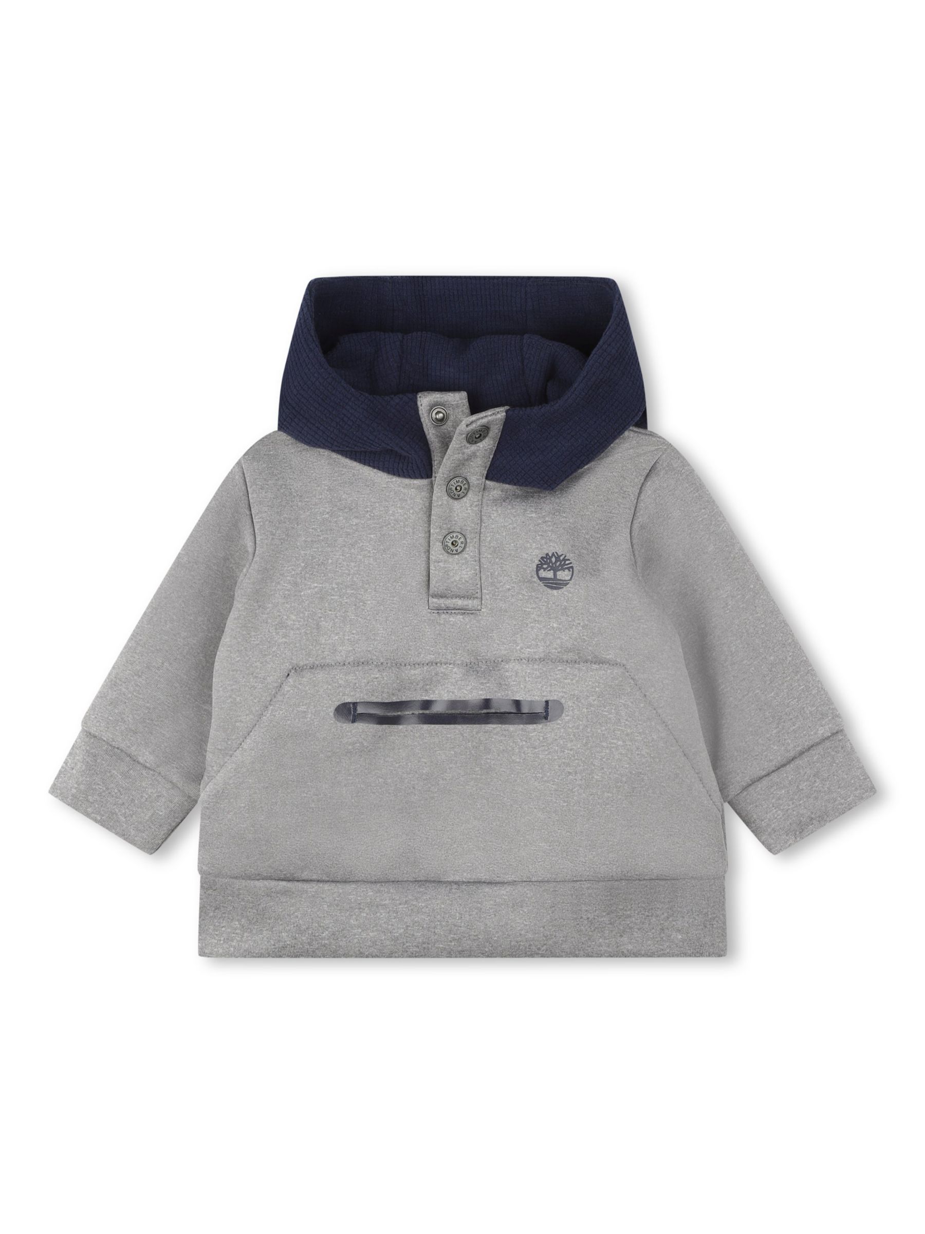 Толстовка с контрастным капюшоном и логотипом Baby Timberland, светло-серый