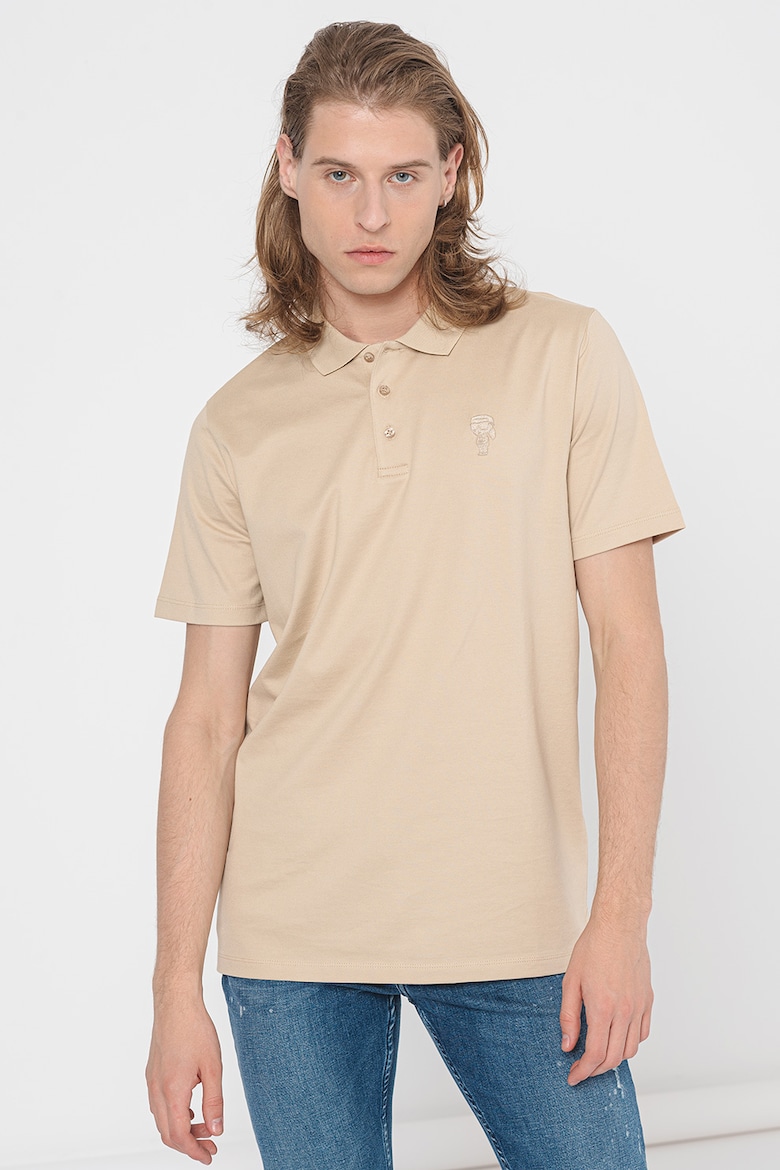 Хлопковая футболка с воротником Karl Lagerfeld, коричневый