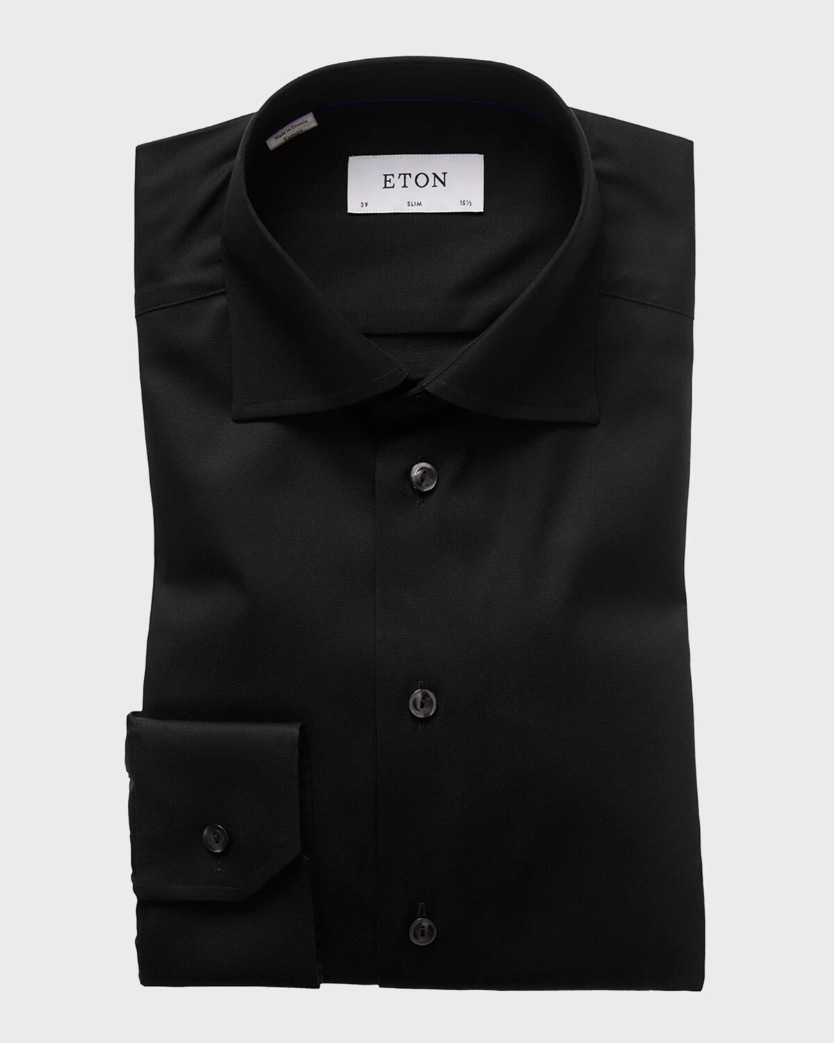 

Классическая рубашка узкого кроя из твила Eton, цвет Black