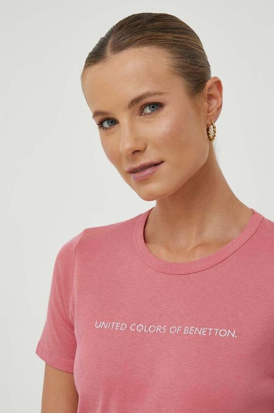 

Хлопковая футболка United Colors of Benetton, розовый