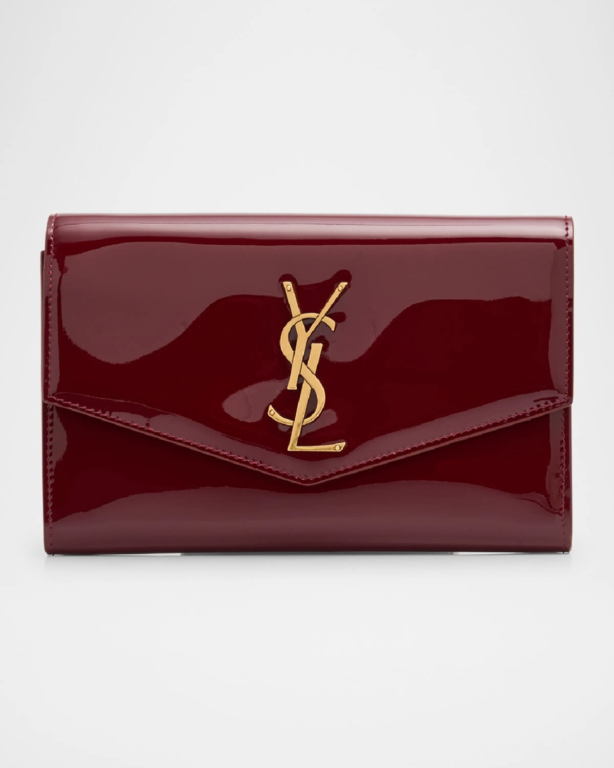 

Кошелек YSL на цепочке из лакированной кожи Saint Laurent, гранатовый