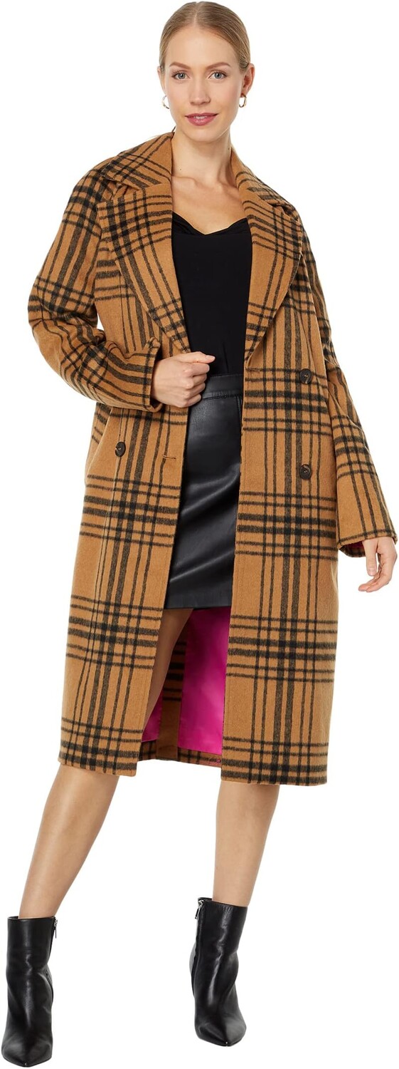 

Клетчатое пальто с поясом Avec Les Filles, цвет Camel/Black