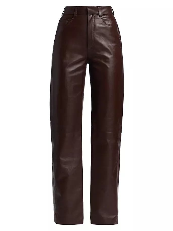 

Прямые кожаные брюки Yeal Tove, цвет dark brown