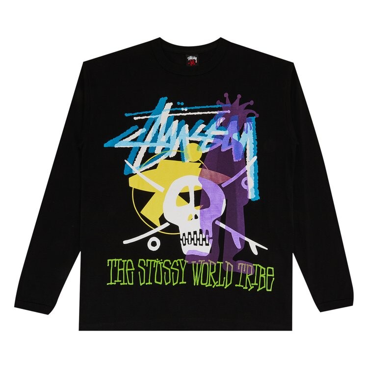 

Футболка Stussy Gear World Tribe Long-Sleeve 'Black', черный
