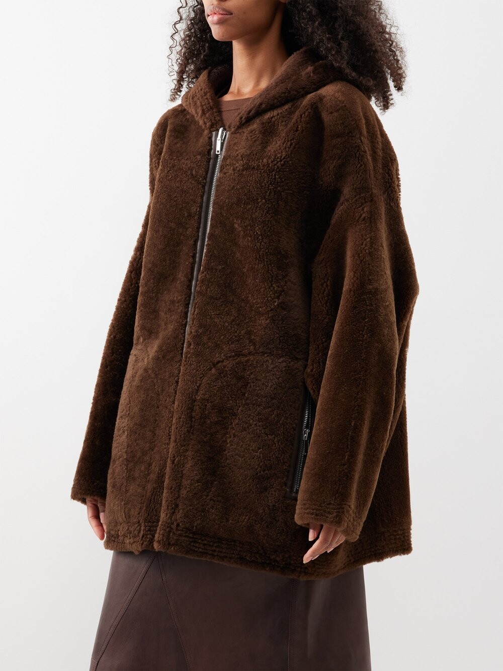 

Двусторонняя куртка peter из кожи и овчины Rick Owens, коричневый