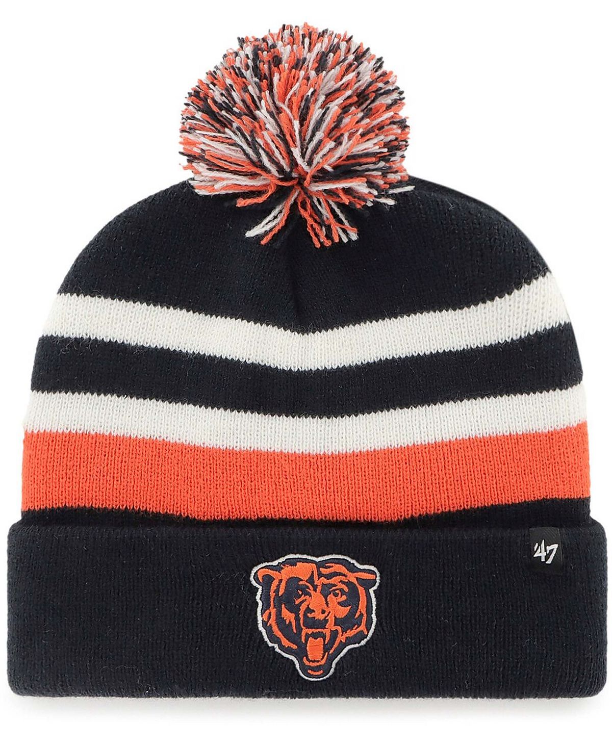 

Мужская темно-синяя вязаная шапка Chicago Bears State Line с манжетами и помпоном '47 Brand