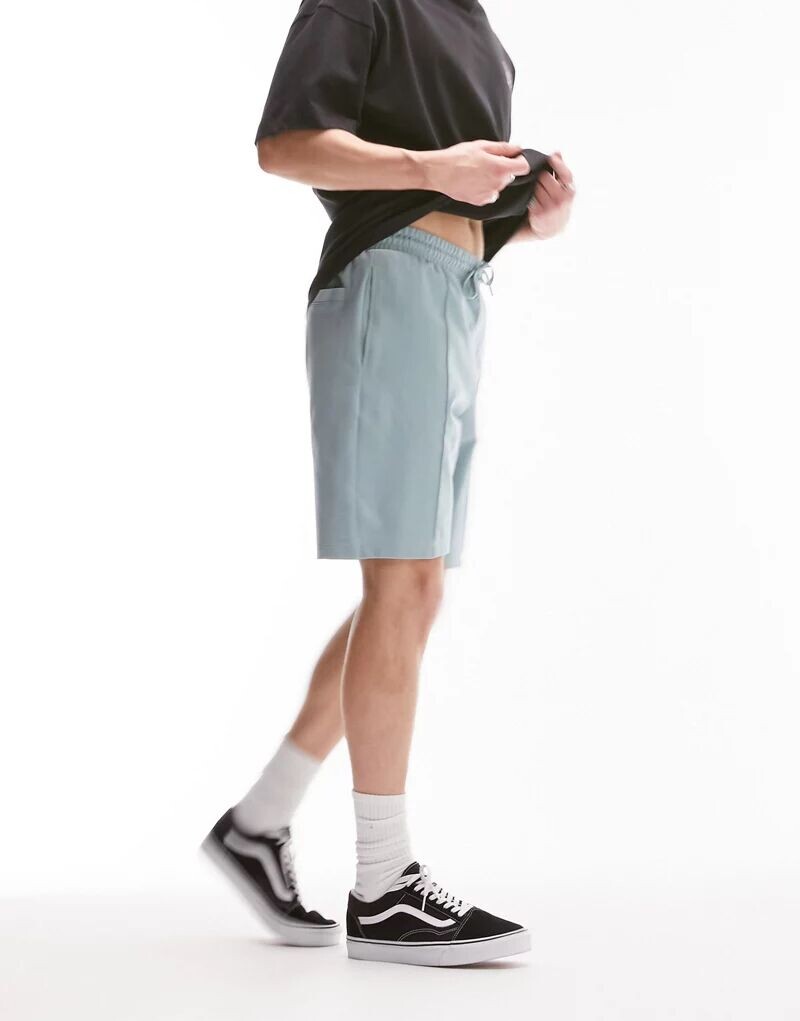 

Голубые зауженные шорты с защипами Topman