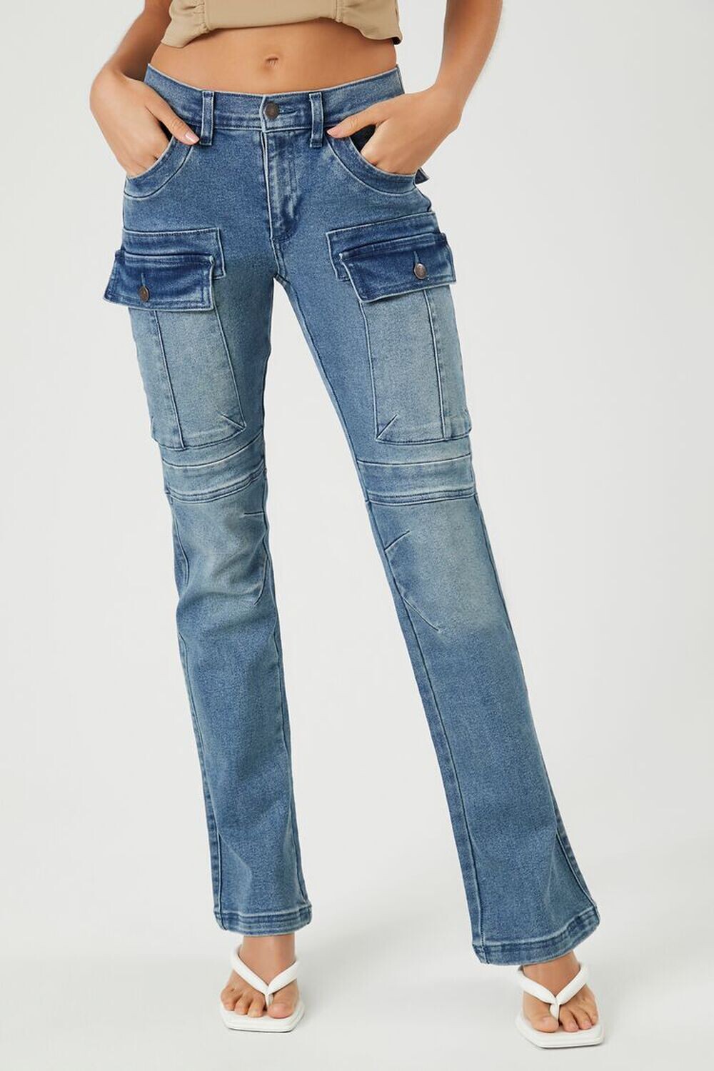 

Джинсы-карго Bootcut из эластичного денима Forever 21, деним