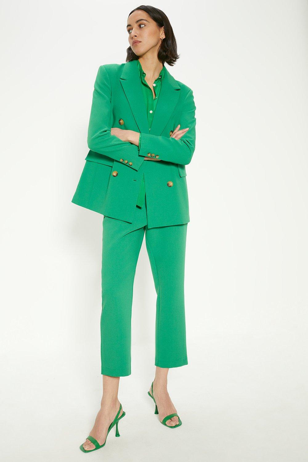 Двубортный удлиненный пиджак из эластичного крепа Rachel Stevens Oasis, зеленый