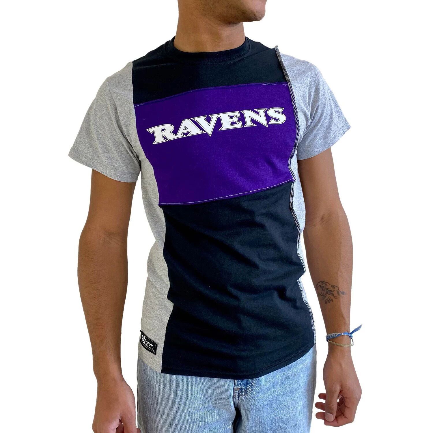 

Мужская черная футболка с разрезом Refried Apparel Heathered Baltimore Ravens