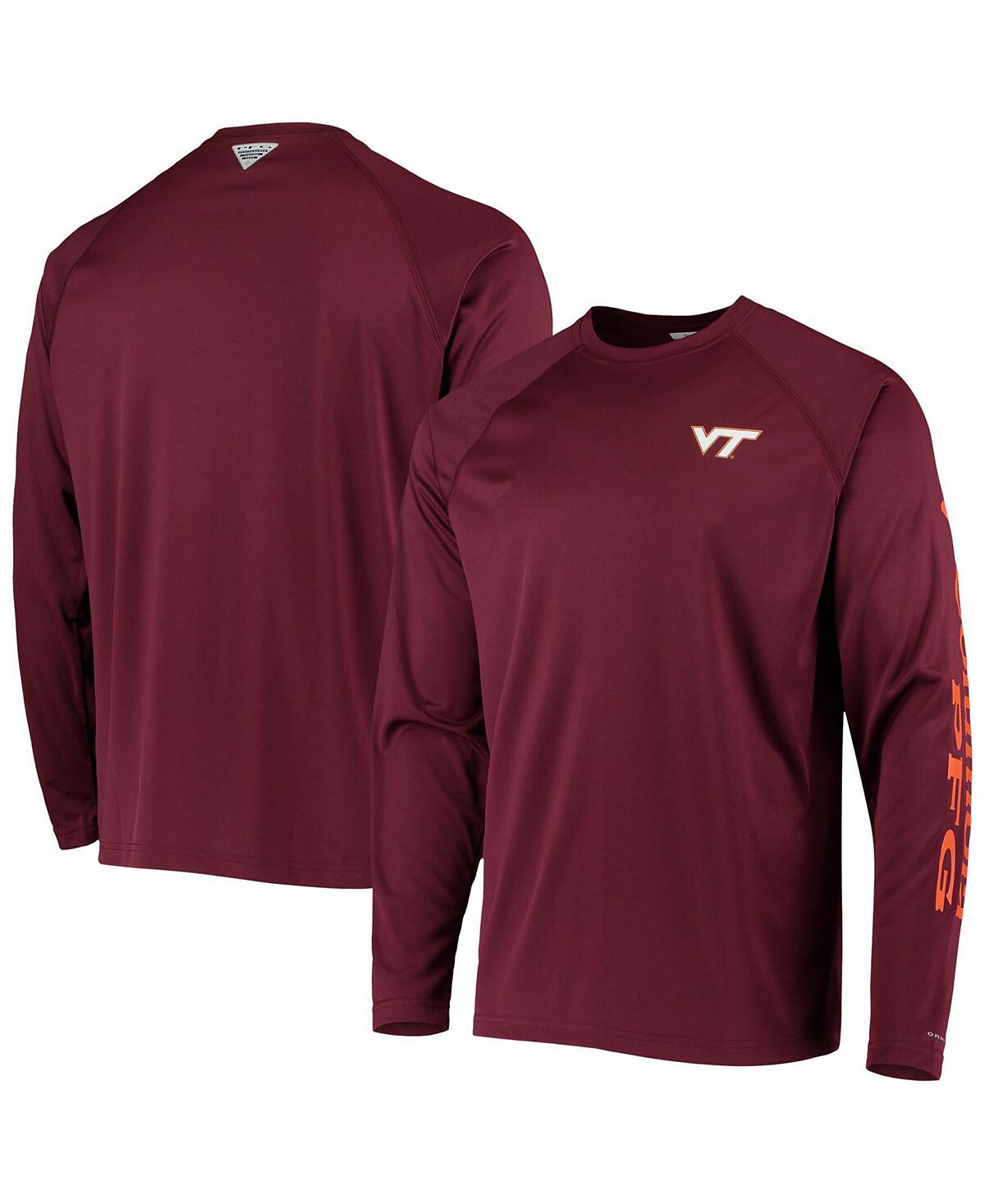 цена Мужская футболка с длинным рукавом PFG Maroon Virginia Tech Hokies Terminal Tackle Omni-Shade Columbia