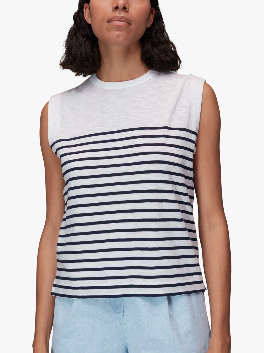 

Жилет Whistles Breton Stripe Muscle Vest, белый/черный