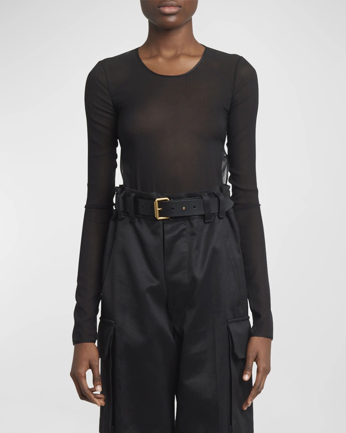 

Боди с длинными рукавами и открытой спиной Saint Laurent, цвет Nero