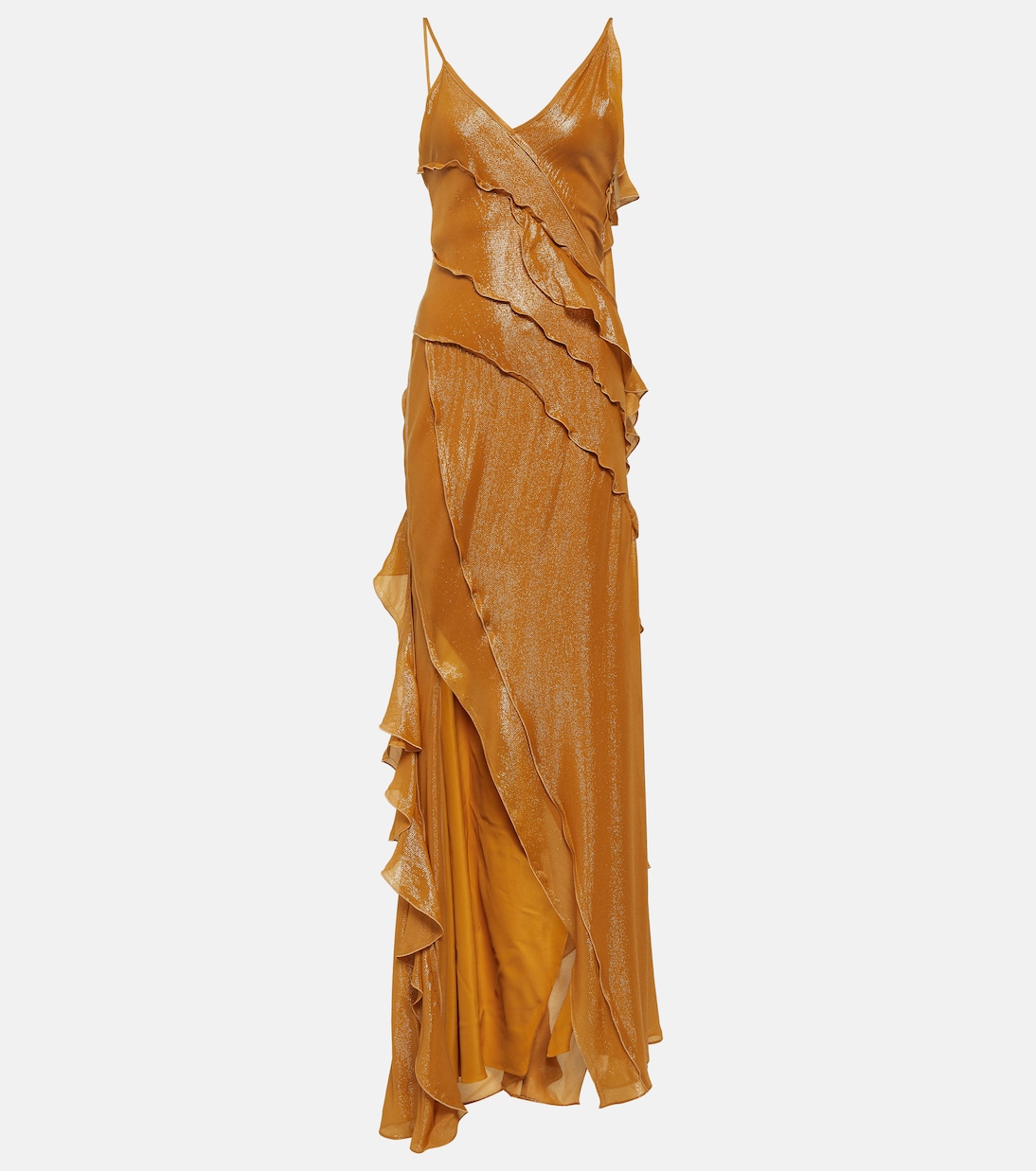 Платье из ламе с оборками Victoria Beckham, золото фотографии