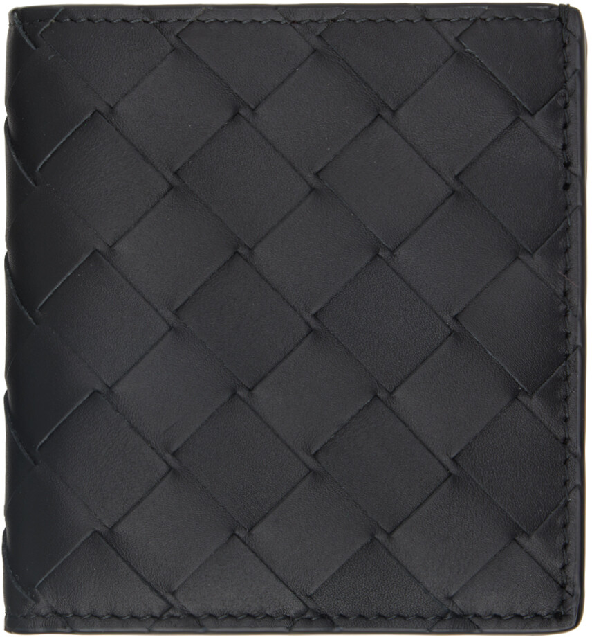

Черный тонкий кошелек двойного сложения Bottega Veneta
