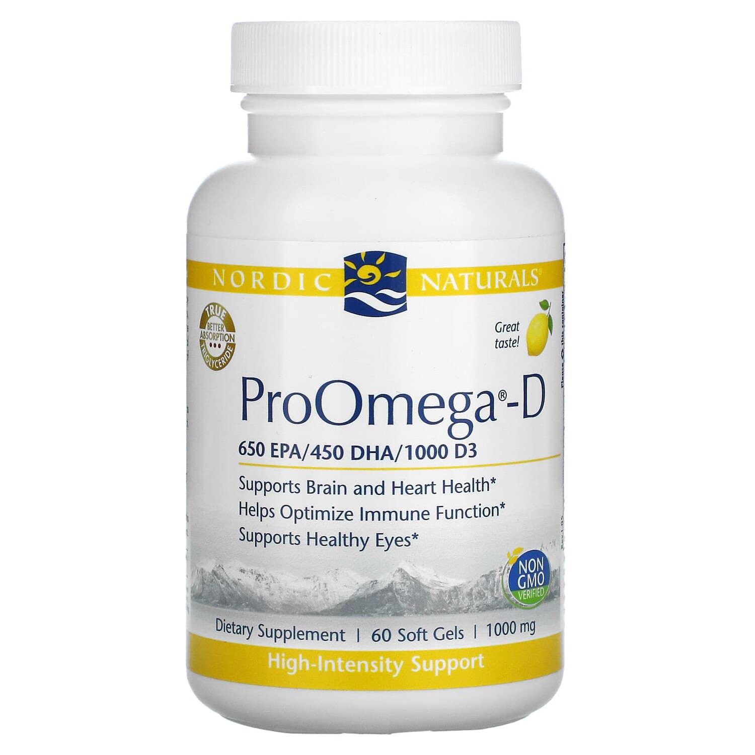 

ProOmegaD, со вкусом лимона, 1000 мг, 60 мягких капсул, Nordic Naturals
