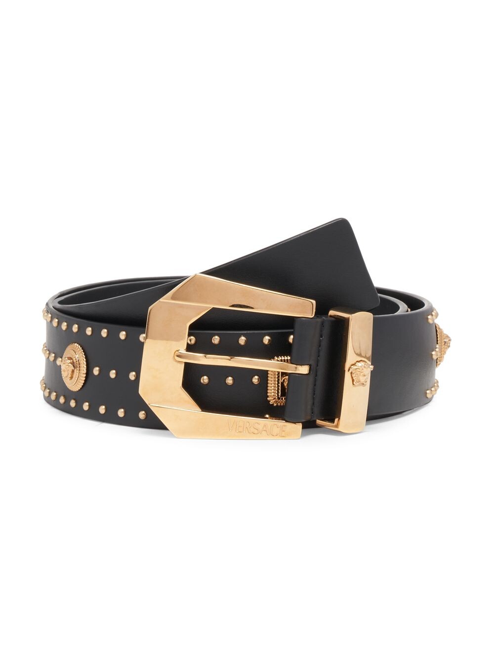 

Кожаный ремень с заклепками Medusa Versace, черный