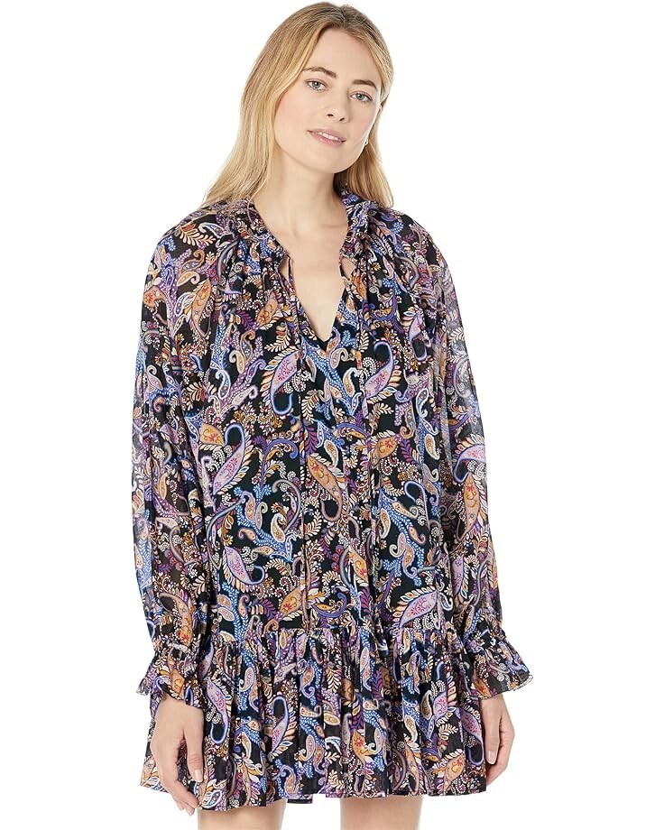 Платье SUNDRY Paisley Boho Mini, темно-синий