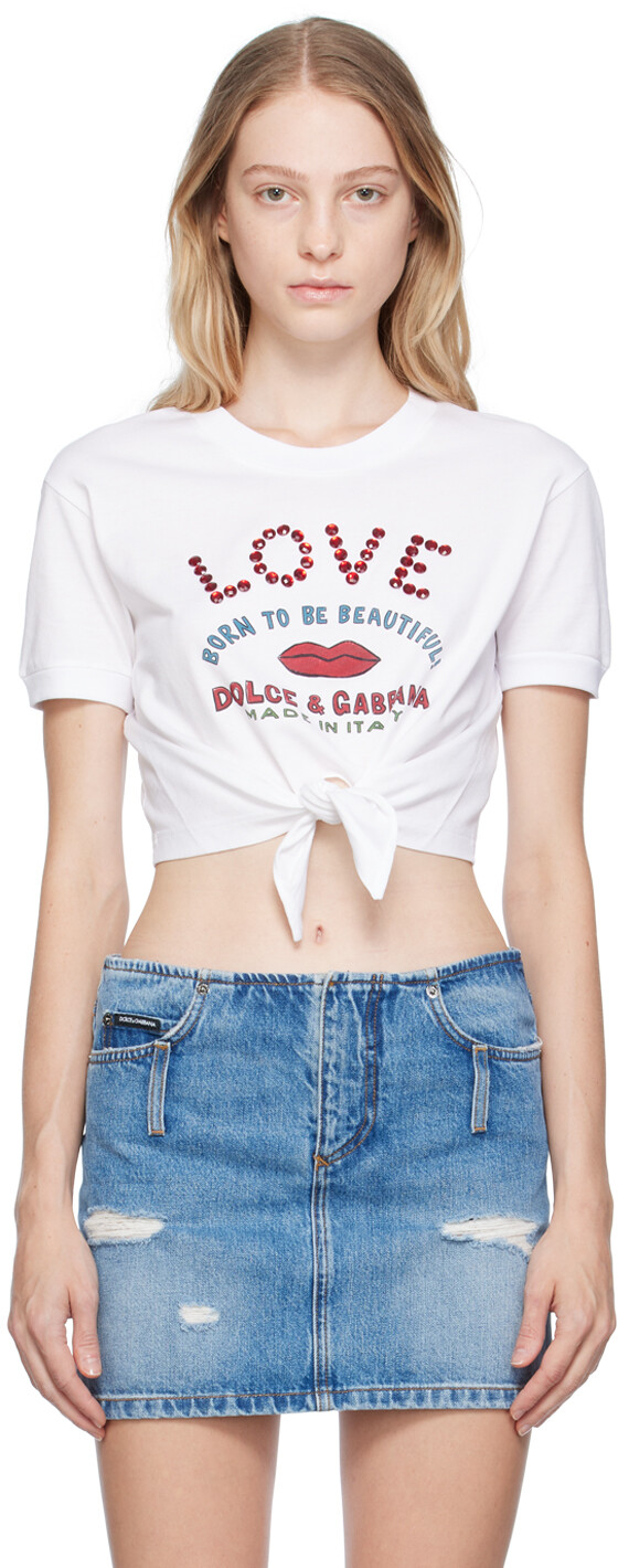

Dolce & Gabbana Белая укороченная футболка, Белый