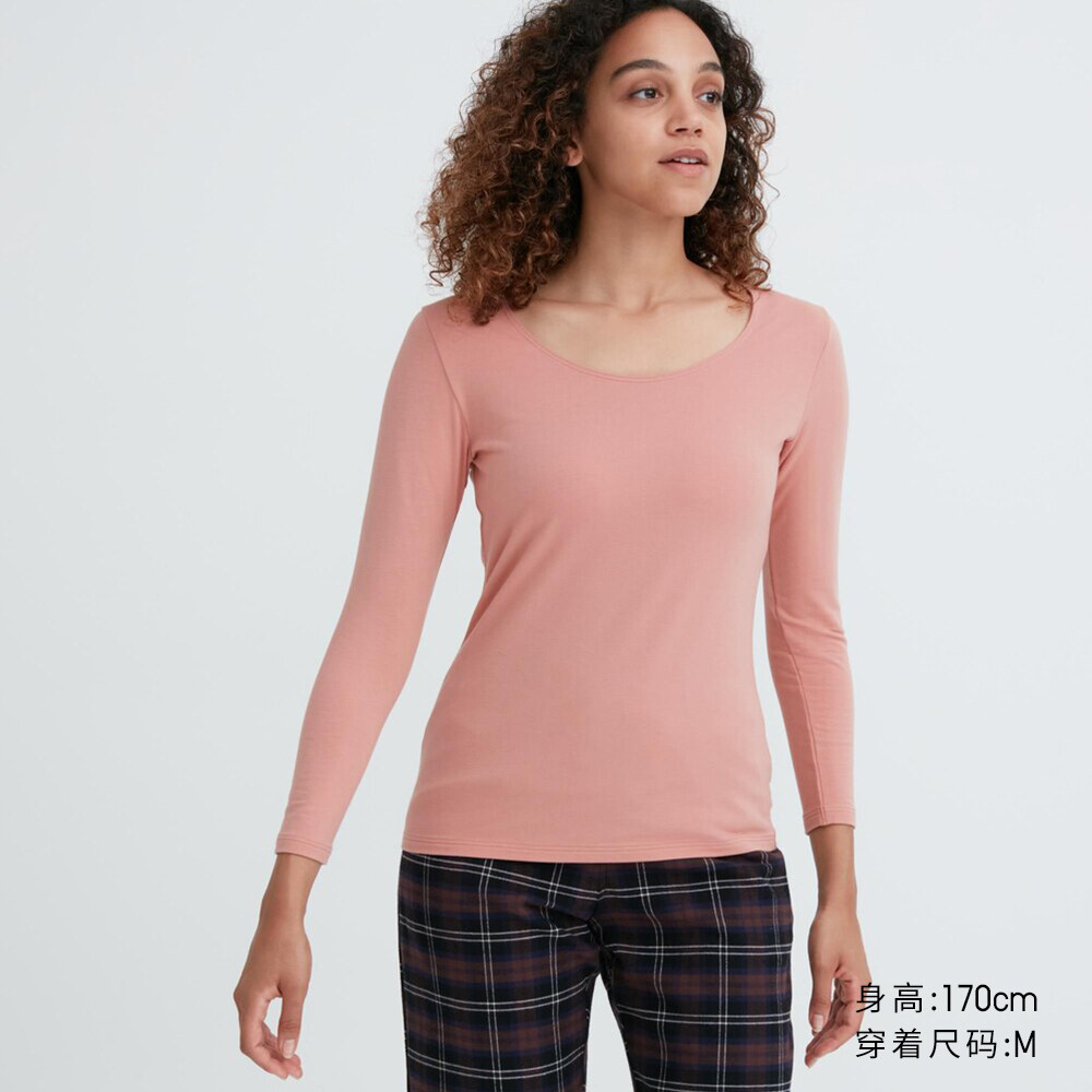 

Женская футболка Uniqlo HEATTECH из смесового хлопка, розовый