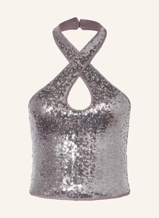 

Укороченный топ tyra из сетки с пайетками Gina Tricot, серебряный