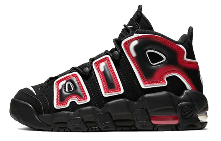 

Nike Air More Uptempo Black White Laser Crimson черный/красный