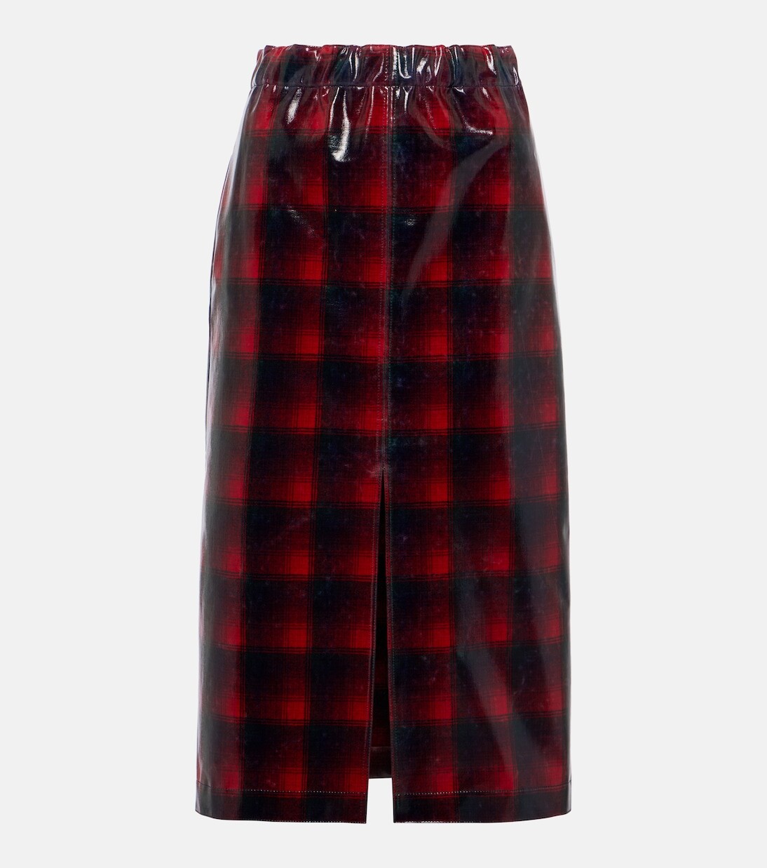 

Юбка миди из шерсти в клетку с покрытием Maison Margiela, черный
