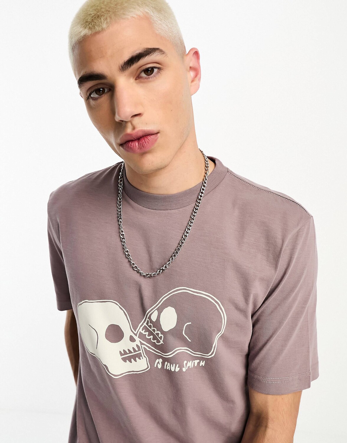 

Пыльно-фиолетовая футболка с принтом черепов PS Paul Smith 2 на спине эксклюзивно для ASOS, Фиолетовый