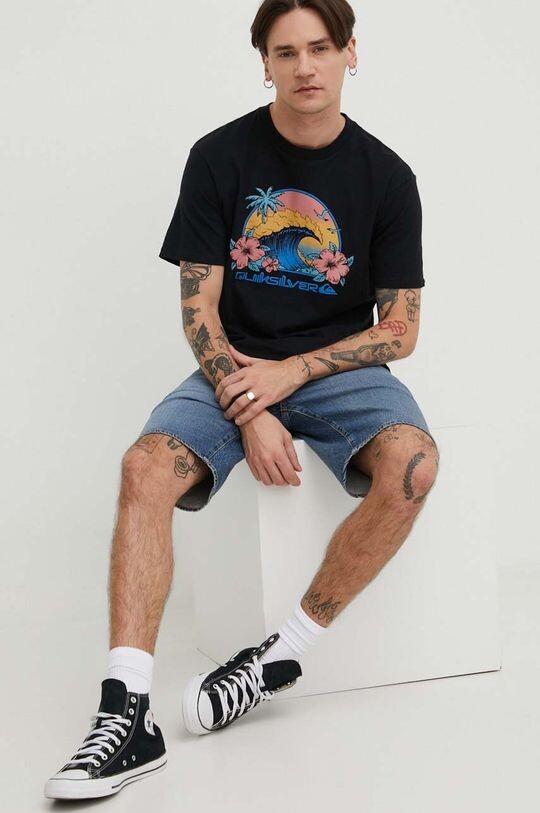 

Хлопковая футболка Quiksilver, черный